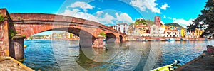 Astonishing cityscape of Bosa town with Ponte Vecchio bridge across the Temo river