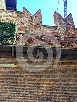 Astonishing Verona cityscape with Patio and balcony of Romeo. Verona. Italy