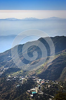 Astonishing valley view from Mussoorie mall road photo