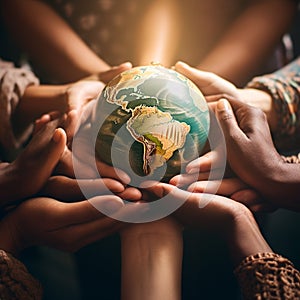 Astonishing wallpaper: Unity in Faith - Hands of various skin tones holding a globe