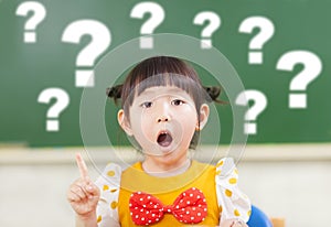 Astonishment little girl is full of questions