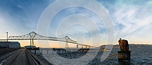 Astoria Megler Bridge by Riverwalk in Oregon coast Panorama