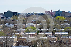 Astoria Queens New York Neighborhood Skyline during Spring with Homes