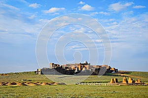 Panoramic view of the Sarai Batu mongol settlement photo