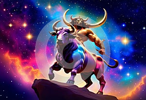 An Astral Minotaur\'s Cosmic Splendor in Digital Art photo