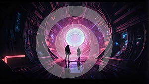 Astral Overture: Cyberpunk Hacker\'s Cosmic Prelude. Generative AI