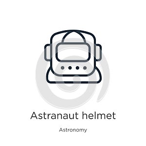 Astranaut helmet icon. Thin linear astranaut helmet outline icon isolated on white background from astronomy collection. Line