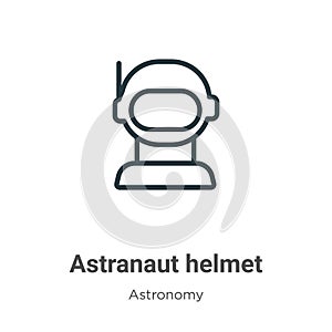 Astranaut helmet outline vector icon. Thin line black astranaut helmet icon, flat vector simple element illustration from editable