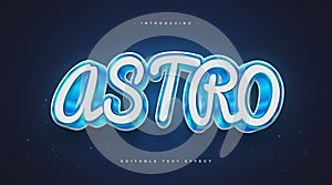 Astro Text in White and Blue Style with 3D and Glossy Effect