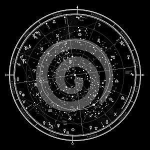 Astrological Celestial map of The Northern Hemisphere. Horoscope for January 1, 2021 (00:00 GMT).