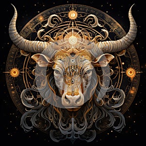 The astrological combination of sun conjunct chiron in zodiac sign taurus photo