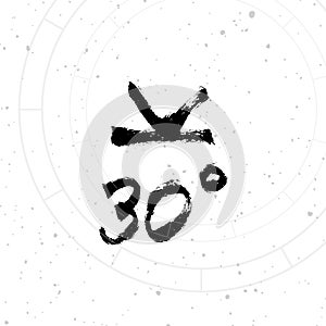 Vector handdrawn brush ink illustration of Semi-sextile astrological sign with natal chart. photo