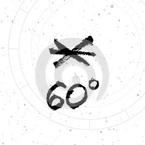 Vector handdrawn brush ink illustration of Sextile astrological sign with natal chart. photo