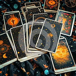 Astrological mystique Tarot card background enhances fortune telling ambiance