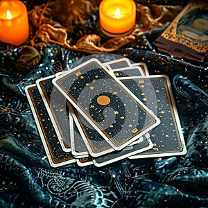 Astrological mystique Tarot card background enhances fortune telling ambiance