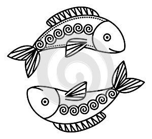 Astrological Pisces Sign, Symbol of Two Fishes