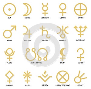 Astrological planet symbols