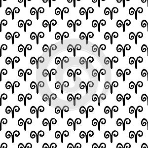 Astrological sign Aries black and white seamless pattern vector