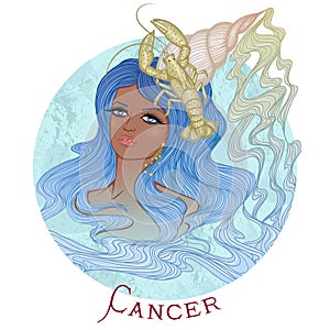 Astrological sign of Cancer as a beautiful african american girl