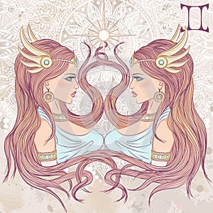 Astrological sign of Gemini as a portrait of beautiful girls