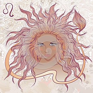 Astrological sign of Leo as a portrait of beautiful african