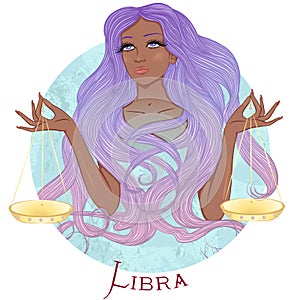 Astrological sign of Libra as a beautiful african american girl photo