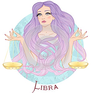 Astrological sign of Libra as a beautiful girl