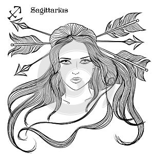 Astrological sign of Sagittarius as a beautiful girl