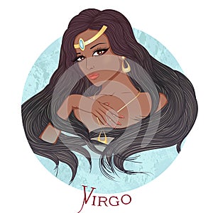 Astrological sign of Virgo as a beautiful african american girl