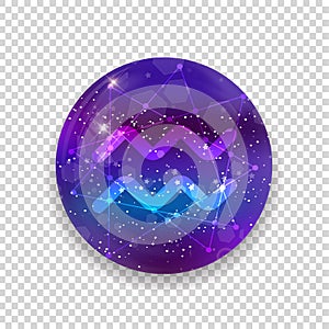 Astrological symbol of Aquarius. Abstract vector shiny western Zodiac Horoscope sign