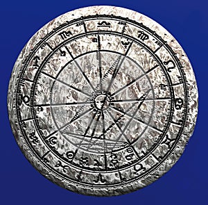 Astrological wheel on stone