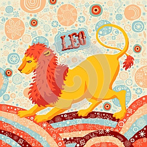 Astrological zodiac sign Leo or Lion. Part of a set of horoscope signs.