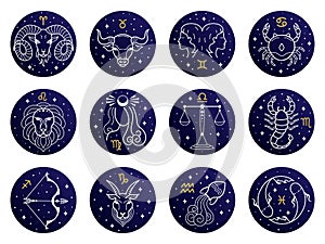 Astrological zodiac signs. Aries, taurus, leo and gemini horoscope, virgo, scorpio, libra, aquarius zodiac, sagittarius photo