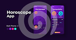 Astrology app cartoon smartphone interface vector templates set