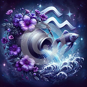 In astrology, Aquarius is literally the water bearer or water bearer photo