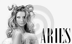 Astrology. Woman Aries Zodiac Sign.