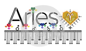 Aries. Zodiac sign. Moon sign. Astrology sign gemstone label. Horoscope vector. Vedic sign title. Astrology sticker. Astronomy gem