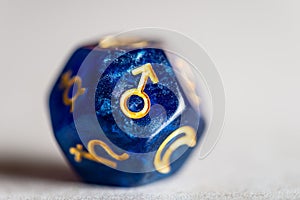 Astrology Dice with symbol of the planet Mars