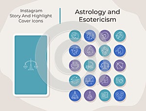 Astrology and esoterism social media story and highlight cover icons set photo