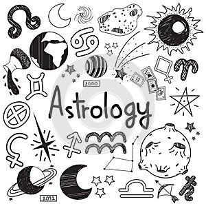 Astrology and fortunetelling doodle sign and symbol doodle