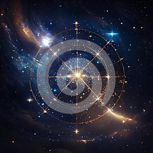 Astrology horoscope background. Zodiac sign Virgo in space. AI Generated