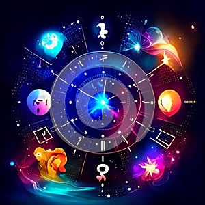 Astrology horoscope background with zodiac signs and symbols. Vector illustration Generative AI