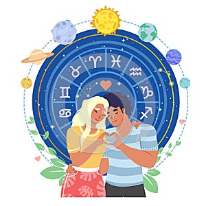 Astrology love horoscope for couples vector illustration