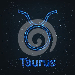 Astrology Shining Blue Symbol. Zodiac Taurus.