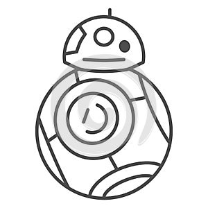 Astromechanical robot BB 8 thin line icon, star wars concept, astromech droid vector sign on white background, outline