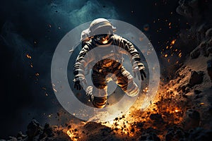 Astronaut Adventure Fire Moonwalk Space Universe Generative AI