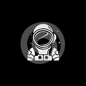 Astronaut - black and white isolated icon - vector illustration