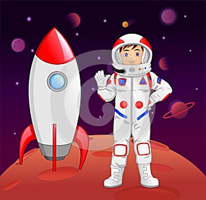 Astronaut cartoon arrives on planet mars