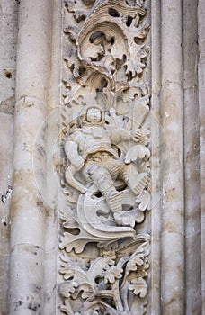 Astronaut carved on the facade of the cathedral of Salamanca in Spain