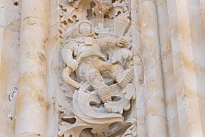 Astronaut carving on the facade of the historic Cathedral of Salmanca (Spain